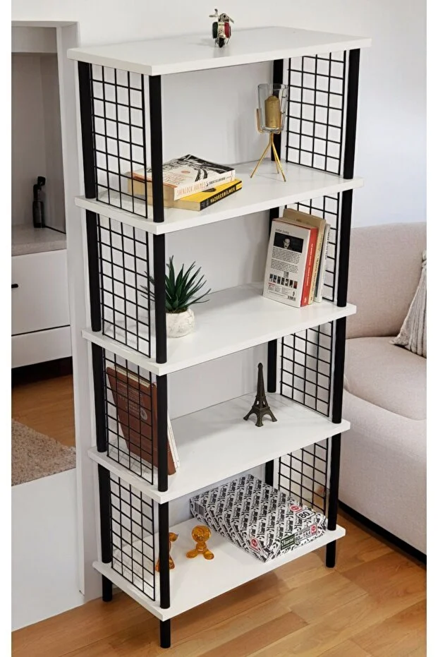 Kitaplık 5 Raflı Geniş Ayakkabılık Banyo Düzenleyici Klasörlük Dekoratif Mutfak Rafı